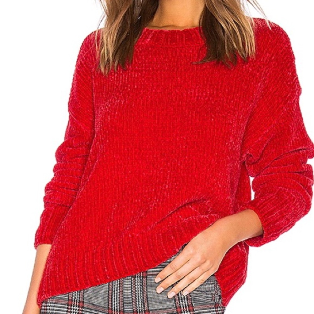 Sanctuary Chenille Pullover Sweater Street Red Large